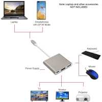 Ociodual Adaptador de USB 3.1 Tipo C Macho a USB Type A y Salida HDTV Hembras Audio Video Transferencia Datos Oro Cable Conversor USB Tipo C 3.1 Multipuerto Adapter Converter - details 4