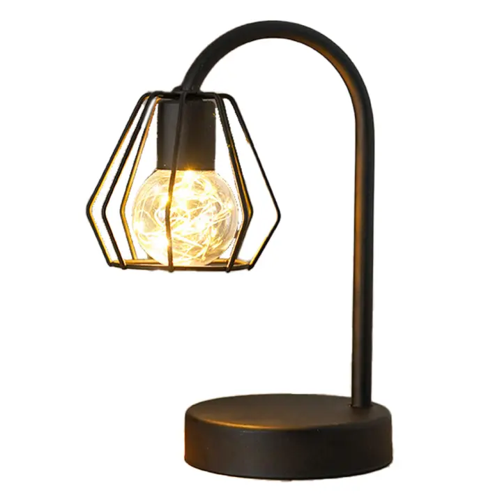 Lámpara de noche decorativa LED, lámpara de Mesa decorativa de Hierro (negra) - 1