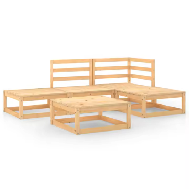 vidaXL Juego de muebles de jardín 5 piezas madera maciza de pino - 1