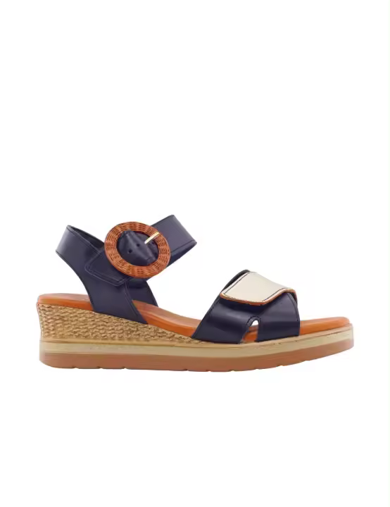 ESCOOLERS SANDALIA RENENUTET CUÑA VELCROS PIEL MUJER - 1