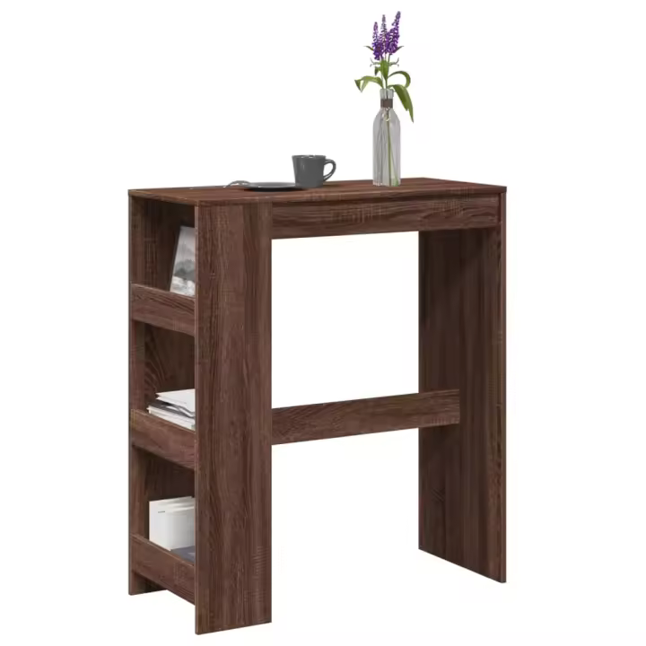 Mesa alta bar con estantes marrón roble 90x40x103,5 cm - 1