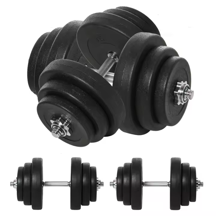 HOMCOM Juego de Mancuernas Pesas de Fitness 40KG Ajustable Profesionales Gimnasio Doméstico y Musculación con Barra Acero y Discos - 1