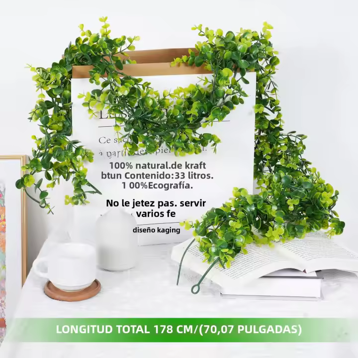 Guirnalda De Eucalipto Artificial Silver Dollar Decoración Verde Para Arco De Boda Y Exposiciones Vines De Rattan Uso Exterior - 1