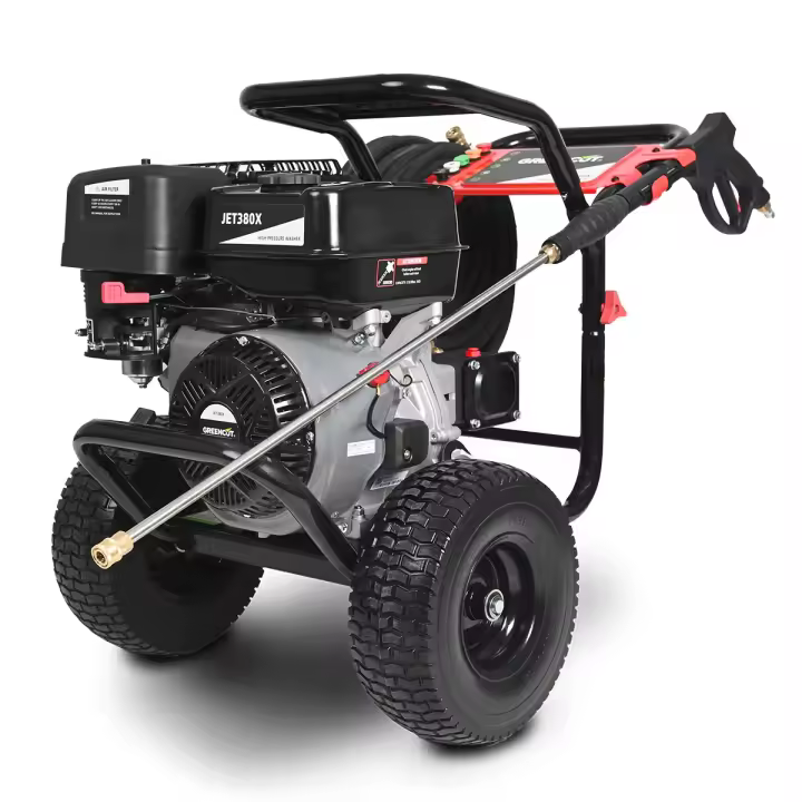 GREENCUT JET380X - Hidrolimpiadora de Gasolina 15cv con presión máxima de 290Bars, con 5 Opciones de presión, para Limpieza de Exteriores, vehículos, máquinas. - 1