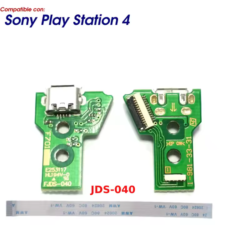 JDS-040 CONECTOR CARGA MANDO PLAY STATION 4 PLACA CORRIENTE MICRO USB PS4 + FLEX 12 pines - 1