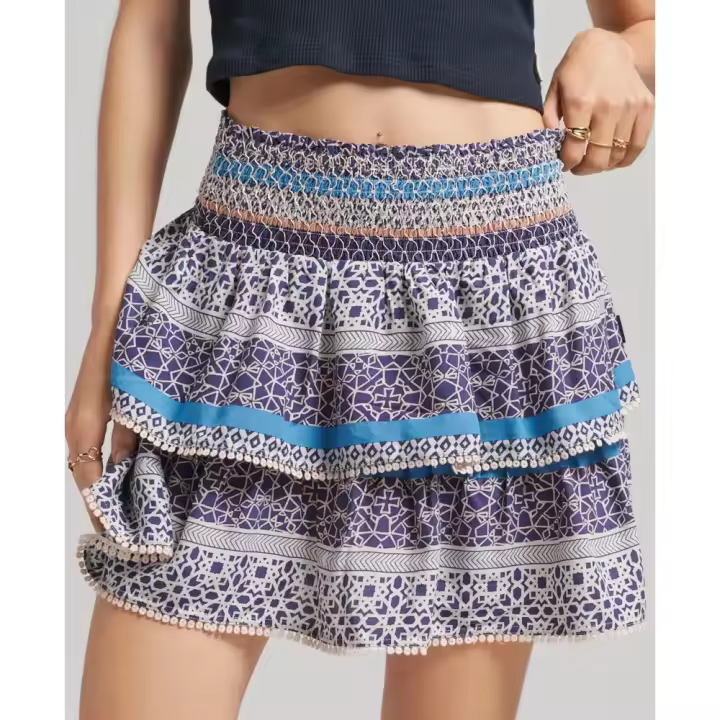 Superdry Falda Vintage Tiered Mini Azul - 1