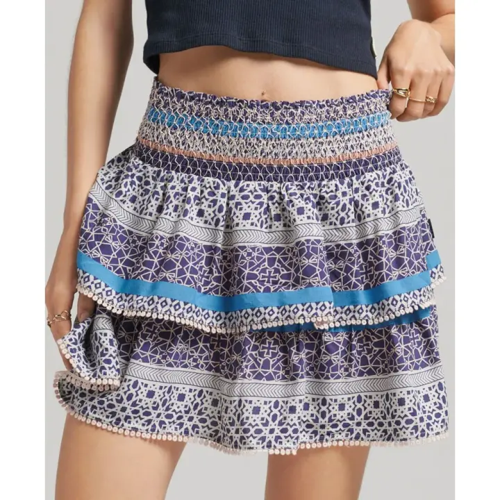 Superdry Falda Vintage Tiered Mini Azul - 1