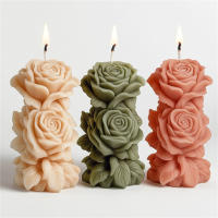 Molde De Silicona 3D Para Vela De Pilar Rosa DIY Geométrico Flor Columna Vela Aromática Molde De Ornamento De Plaster Regalo Hecho a Mano Decoración De Boda - details 6