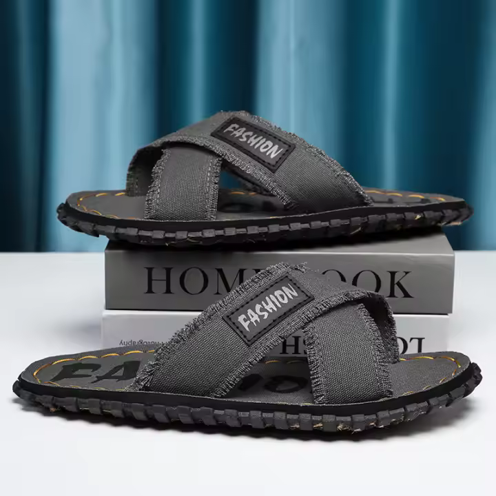 Zapatillas De Lona Para Hombre Verano Sandalias Casuales De Tela Para Interiores Y Exteriores Antideslizantes Cómodas Para El Hogar Y Paseos - 1