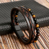 Pulsera Volcánica De Piedra Con Cuero Y Tratamiento Magnético Para Alivio Del Emancipación Pulsera De Salud Para Hombres - details 6