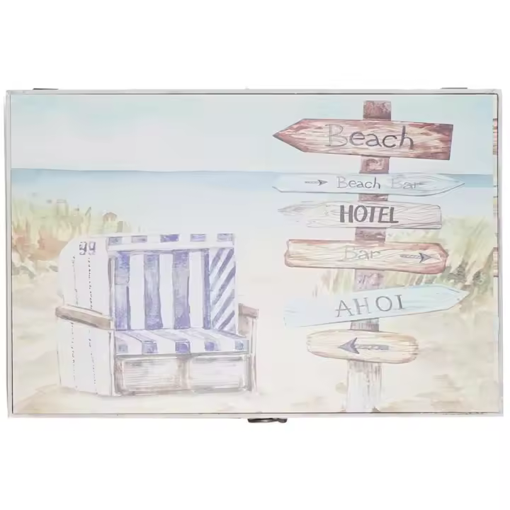 ALJOIR Tapa Contador de Luz Decorativo Tapa para Contadores de Luz 46 x 6 x 31cm Cubre Contador Eléctrico de Madera Diseños Modernos - (Playa con Hamaca) - 1