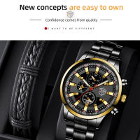Reloj De Pulsera Para Hombre DEYROS 4 Piezas Estilo Deportivo Sencillo Moda Casual Regalo Ideal Para Padre Material De Acero Inoxidable Resistente Al Agua - details 2