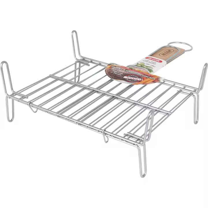 Algon - Parrilla Barbacoa 25x30cm con Mango de Madera - Resistente y Duradera - Fácil de Limpiar - Versátil para Exteriores - Portátil - 1