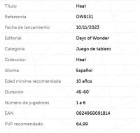 Heat Juego de mesa en castellano, Days of Wonder - details 0