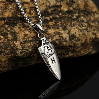 Collar De Acero Inoxidable Retro Para Hombre Con Pendentivo De Arco Nórdico Creativo Escandinavo Vikingo Odin Runa Joyería Masculina - details 3