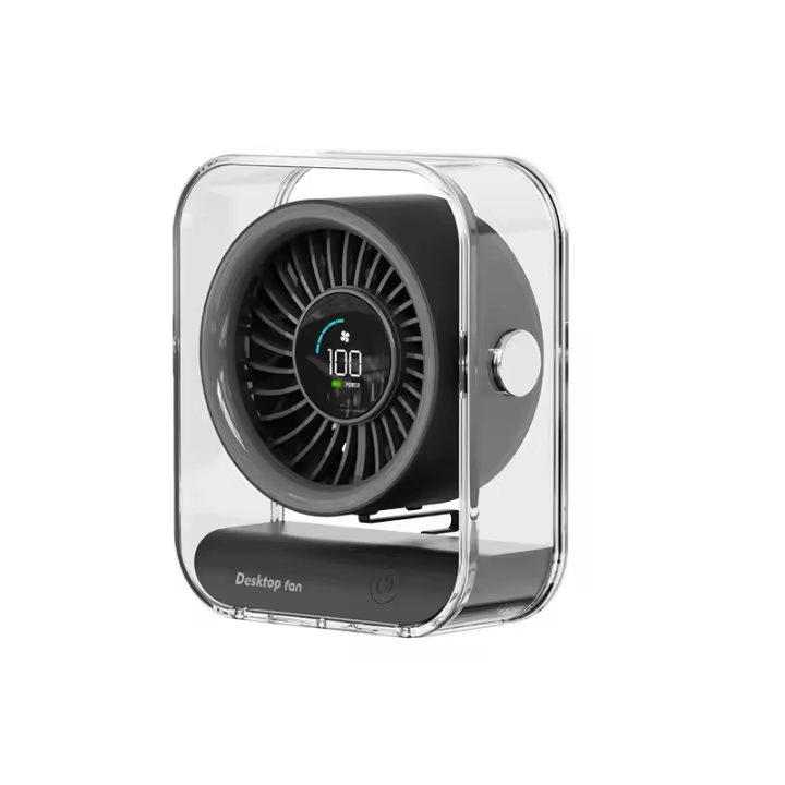 Ventilador de escritorio Pequeño, ventilador de escritorio de cabeza, refrigerador personal de 100 velidades con potente flujo de Aire, rotación de 30 Grados, de enfriamiento de Mesa dispositivo, ideal para el hogar y el Coche, 5,47x6,57 pulgadas - 1
