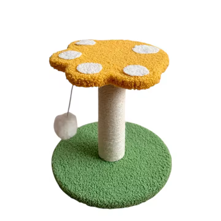 Poste rascador en forma de huella, 25x25 cm, perfecto para gatos. Con colores vibrantes en amarillo y verde, ayuda a mantener las uñas de tu gato saludables mientras evita que rasque muebles. Compacto, resistente, decorativo y funcional, ideal. - 1