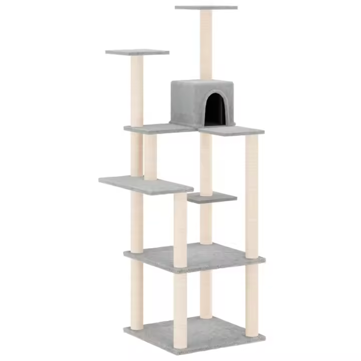 Rascador para Gatos with postes de ISAL gris Claro 153 cm - 1