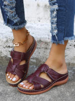 Sandalias De Tobillera Para Mujer 2023 Con Suela Antideslizante Y Plantilla Ortopédica Cremallera Superior De Cuero Genuino Estilo Retro Casual - details 16