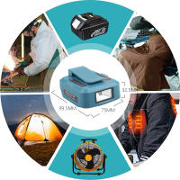 Adaptador PD30W Para Batería Makita 18V Con Lámpara LED Tipo-C Entrada/Salida Cargador Power Bank Accesorios Externos - details 7