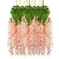 12pcs Guirnalda De Flores Artificiales De Wisteria Para Decoración De Bodas Y Hogar Material De Seda Adorno De Jardín Y Techo - details 2