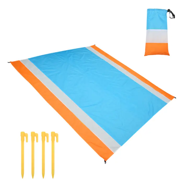 Estera de Playa impermeable para acampar al Aire Libre Foreign de picnic 210*200 cm [costas naranjas, blancias y Azules] - 1