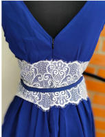 VESTIDO AZUL GASA CON ENCAJE EN CINTURA MARCA GENERICA - details 1