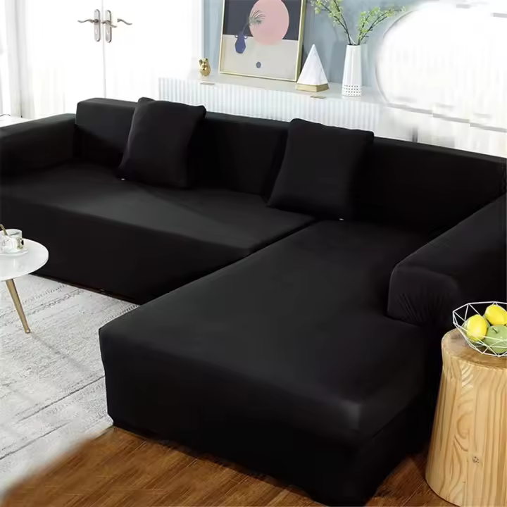 Funda De Sofá De Poliéster De Color Sólido Simple, Funda De Chaise Longue Universal En Forma De L con Cuatro Estaciones Todo Incluido - 1