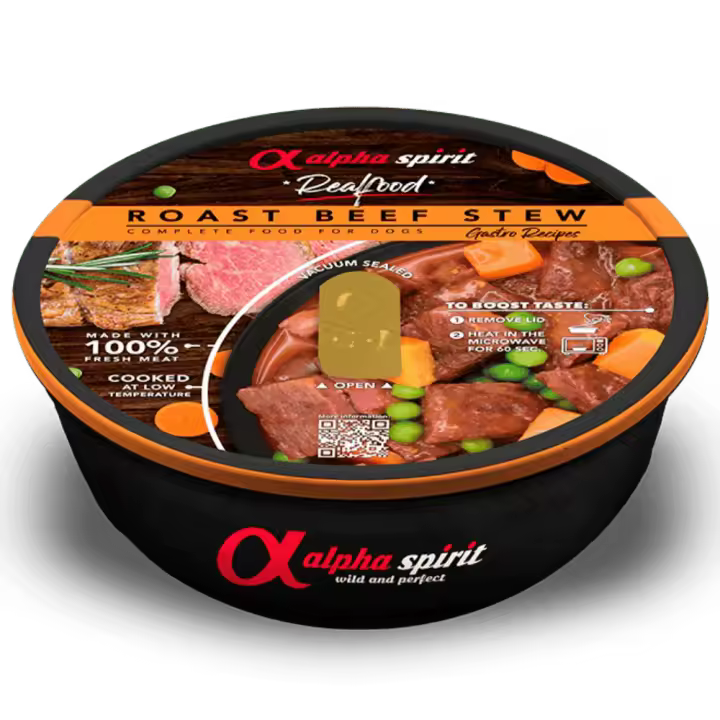 Alpha Spirit Real Food Estofado de ROAST BEEF para perros (280gr)  Alpha Spirit Estofado de ROAST BEEF Real Food para perros - 280gr - Alimento para mascotas de calidad superior - 1