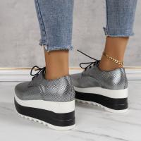 Zapatos De Plataforma Con Tacón Para Mujer Zapatos Casuales Con Cordones Altos Cómodos Y Transpirables Zapatillas Con Suela Gruesa Para Exterior - details 13