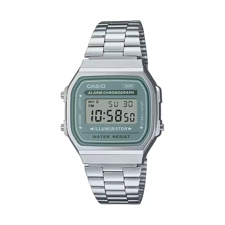 RELOJ CASIO A168WA-3AYES UNISEX RETRO VINTAGE GRIS VERDOSO - 1