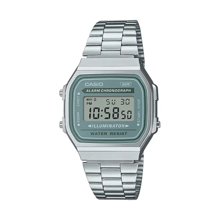 RELOJ CASIO A168WA-3AYES UNISEX RETRO VINTAGE GRIS VERDOSO - 1
