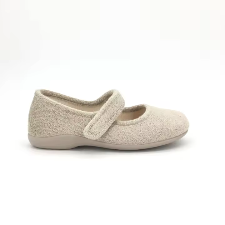 Zapatilla Garzón para mujer, mod.7756.111, zapatilla de estar por casa tipo bailarina con cinta textil adhesiva de rizo con suela de goma - 1