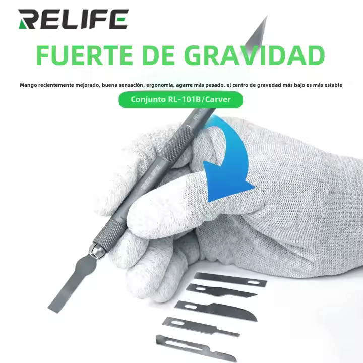 RELIFE RL-101B Conjunto De 8 En 1 Mango De Hoja Para Reparación De Placas Base De Teléfonos Móviles BGA Eliminador De Pegamento Herramienta De Escáner - 1