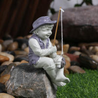 Estatua De Jardín Chico Pesca Resina Jardín Ornaments Divertido Escultura De Césped Decoración De Hogar 15*10cm - details 4