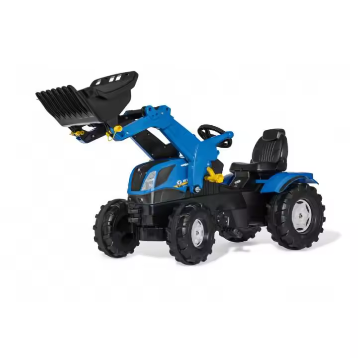 Rolly Toys Tractor Pedal New Holland T7 Pala - Para Niños de 3 a 8 Años - Asiento Ajustable - Enganches Delantero y Trasero - 1