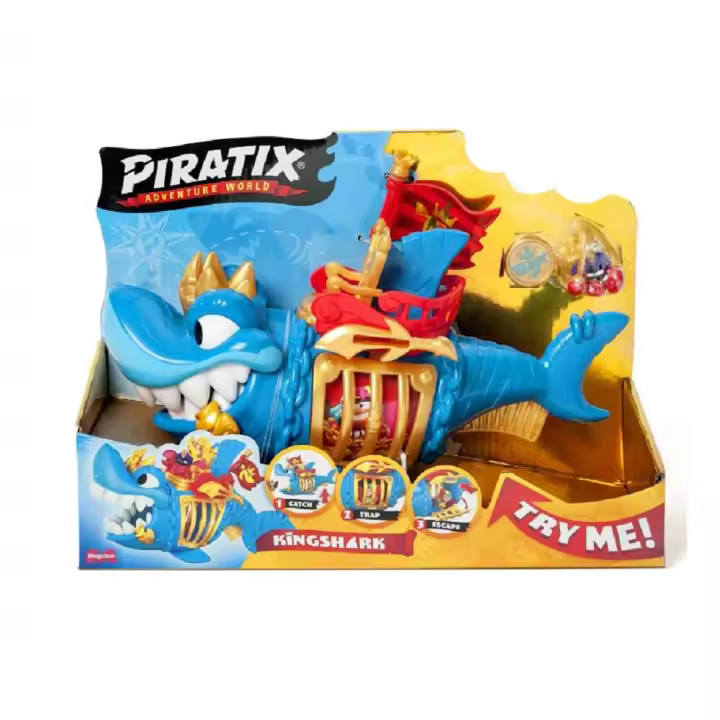Magic Box Tiburón Rey Piratix con Capitán Hermitt y Tesoro Exclusivo - Juego de Aventura Coleccionable Piratix - 1
