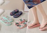 Chanclas Mujer Verano Chanclas Playa Mujer con Estampado Chanclas Piscina Mujer con Cuña Mar Ducha Baño Sandalias de Dedo Espuma CON CUÑA DE 4CM - details 0