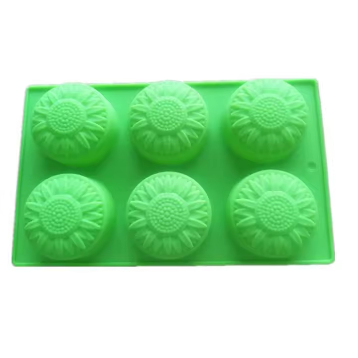 Creativo en forma de flor molde de silicona para hacer hojas de mano, velas, pasteles de fondant y dulces, 6 cavidades - 1
