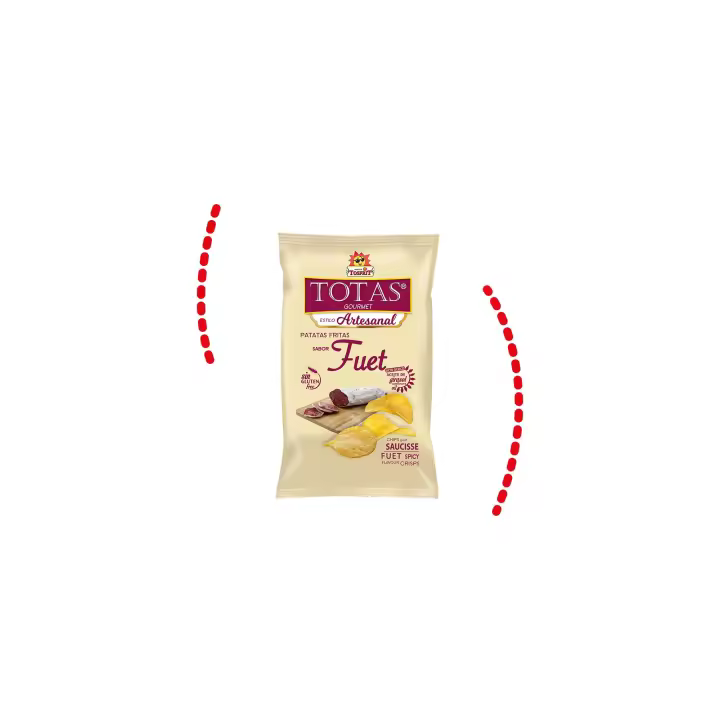 Tosfrit Aperitivos: Caja de Patatas Fritas Onduladas con Sabor a Fuet - 9 bolsas con 130gr cada una - 1