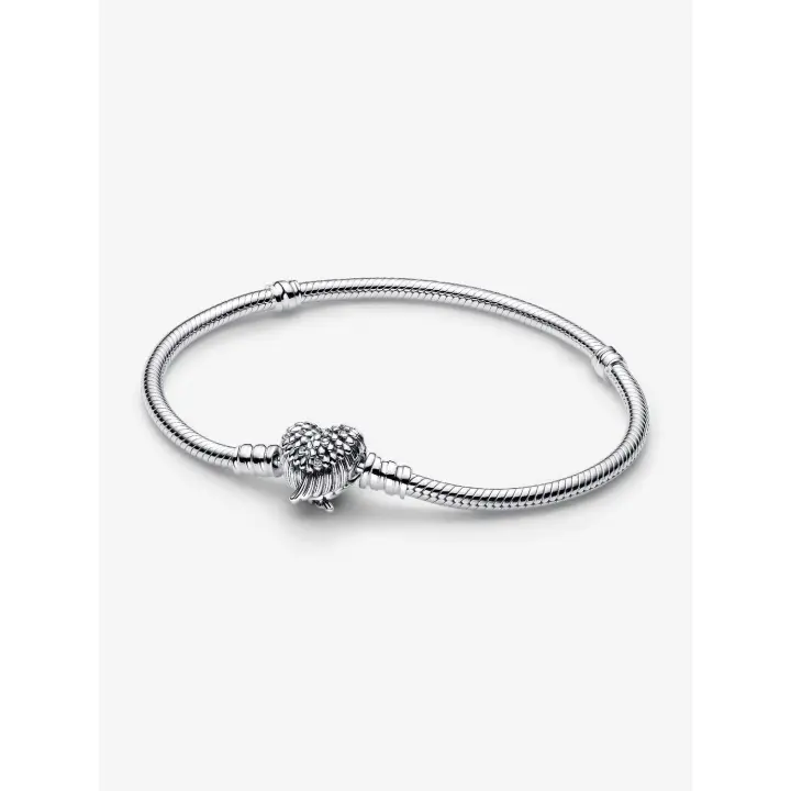 Pandora - Pulsera de Cadena de serpiente con Cierres de Alas de corazón - Plata de Ley - 1