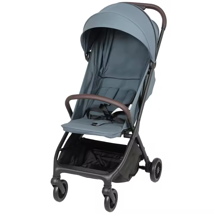 AIYAPLAY Silla de Paseo Ligera, Carrito para Bebé Plegable, Respaldo Reclinable, Reposapiés Ajustable, Capota, Arnés de 5 Puntos, Ruedas con Suspensión, Carga Máxima 15 kg, Azul Oscuro - 1
