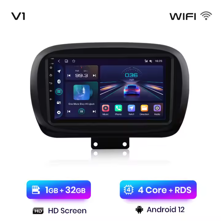 Junsun Radio Coche para Fiat 500X 2014 2015 2016 2017 2018 2019 2020 Inalámbrico CarPlay Android Auto AI Voice 2 din Pantalla Coche Android Auto Multimedia Navegación GPS Auto radio - 1