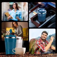 Termo Cafe, Taza Thermal 380Ml Tazas de Cafe, Taza Termo Cafe para Descargar Maple Inox sin BPA, Thermal Vase Café y Te in Prueba de Fugas, para Café Frío y Caliente, leche y té (Azul) - details 9