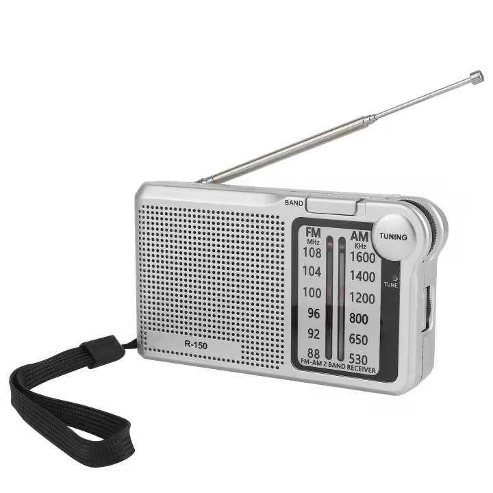 R-150 Portable AM/FM radio with speaker, headphone jack, 2 AA batteries for indoor, outdoor and emergency use - 1