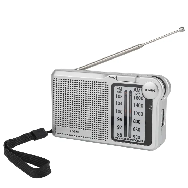 R-150 Portable AM/FM radio with speaker, headphone jack, 2 AA batteries for indoor, outdoor and emergency use - 1