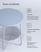 Mesa Auxiliar Redonda con Cesta de Tela - Espaciosa Mesa Lateral para Salón, Dormitorio o Mesita de Noche, Estilo Moderno, Disponible en Varios Colores - details 3