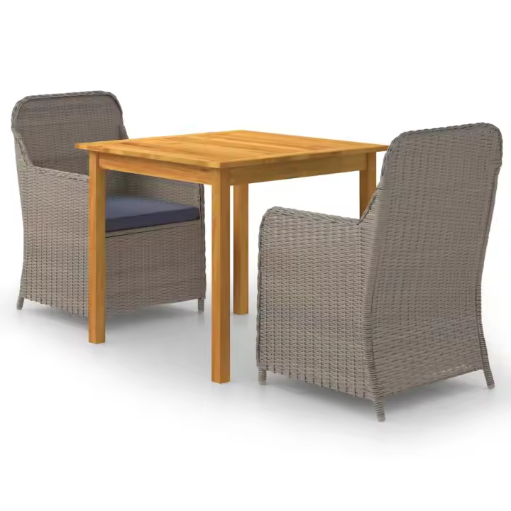 vidaXL Juego de comedor para jardín de 3 piezas marrón - 1