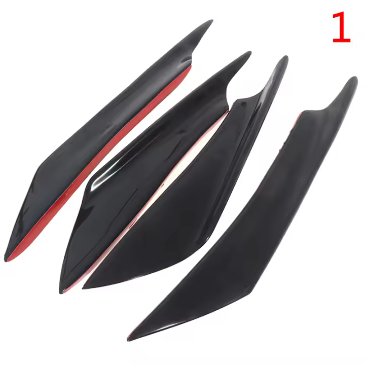 4PcsSpoiler De Fibra De Carbono Para Coche Difusor De Parachoques Fin De Aleta Canard Splitter Knife De Aire Material ABS - 1