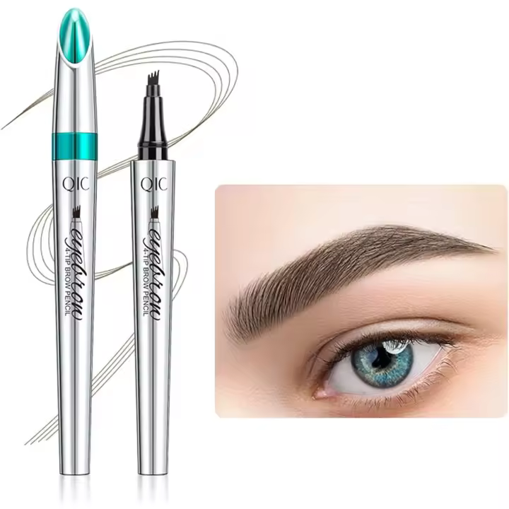 Lápiz de cejas - Lápiz de tatuaje resistente al agua con punta de tenedor. Tinte de cejas de larga duración para maquillaje rápido y natural. Para principiantes (MARRÓN OSCURO). - 1